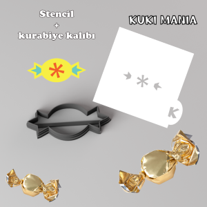 Bayram şekeri stencil+kurabiye kalıbı